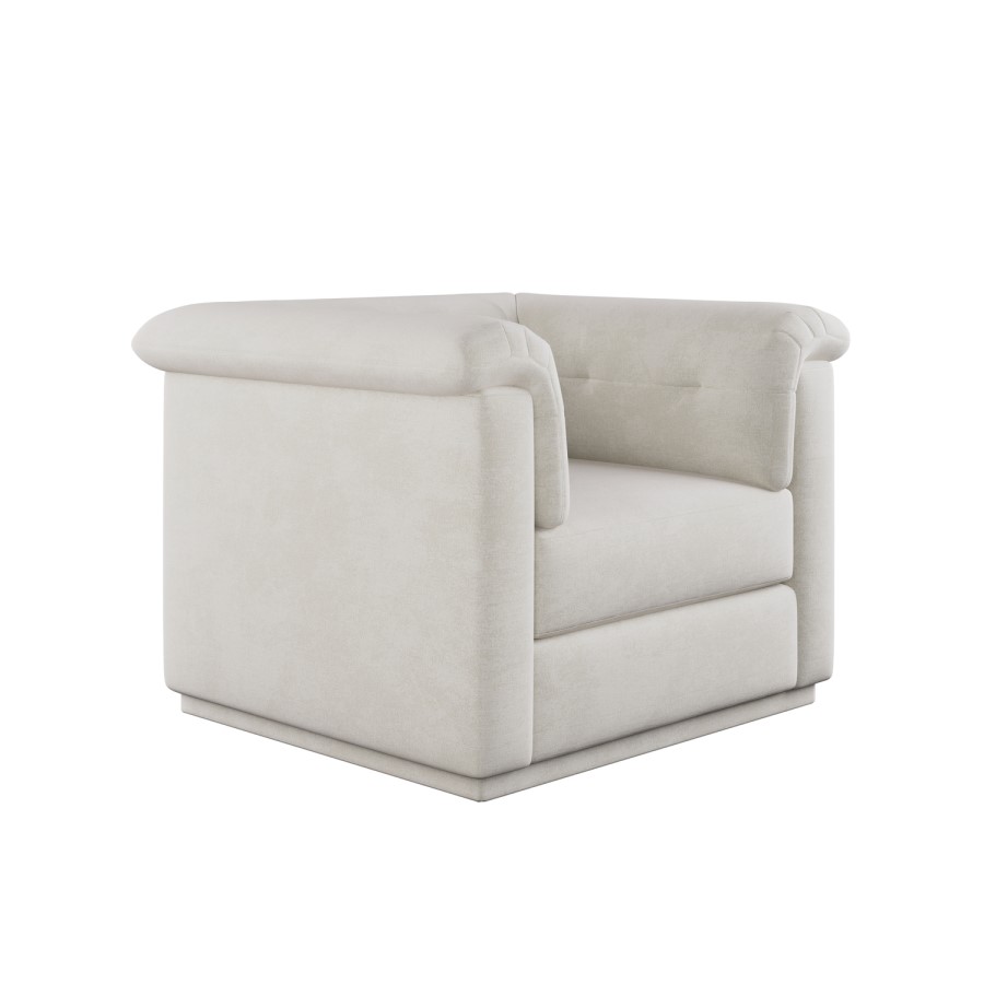 Cream Chenille Armchair - Caleb 