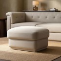 CBB003 Cream Chenille Ottoman Storage Footstool - Caleb