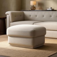Cream Chenille Ottoman Storage Foostool - Caleb 