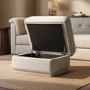 Cream Chenille Ottoman Storage Foostool - Caleb 
