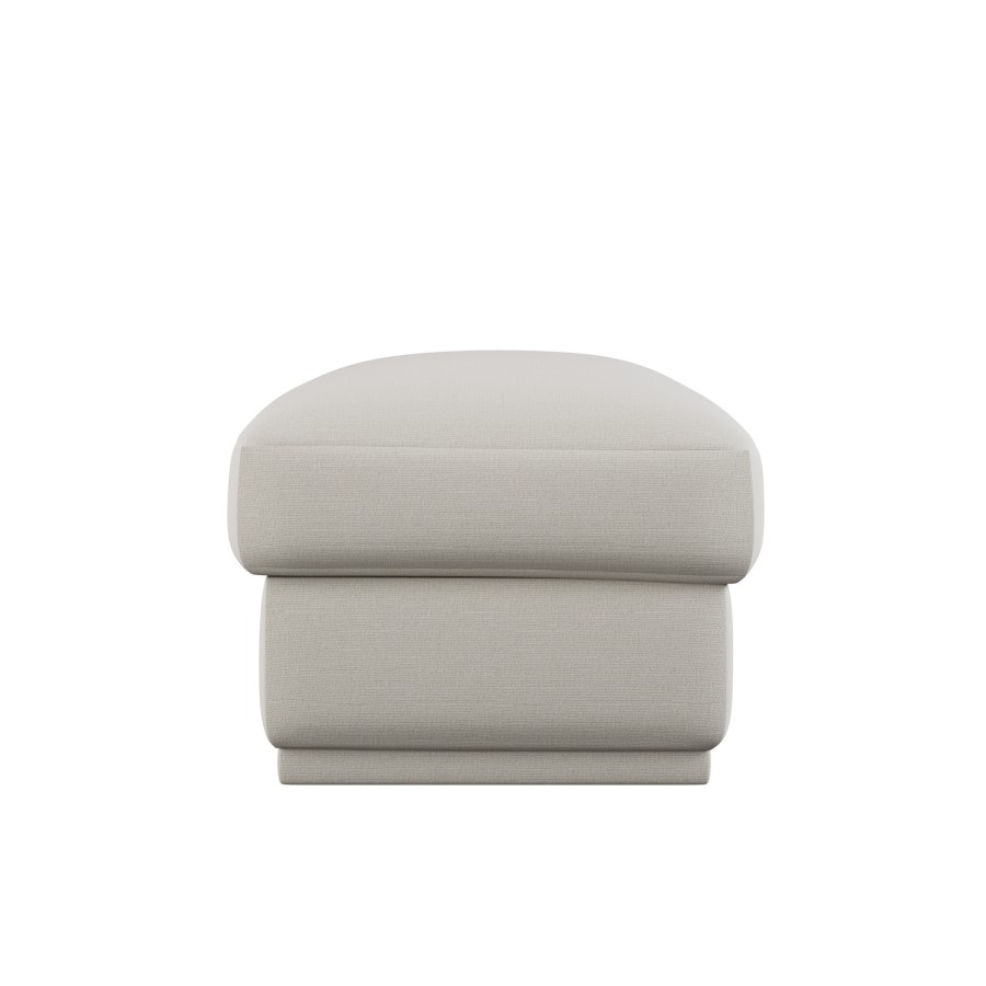 Cream Chenille Ottoman Storage Foostool - Caleb 