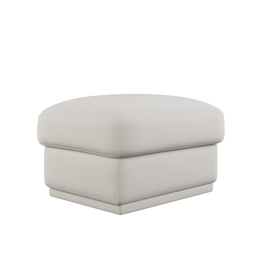 Cream Chenille Ottoman Storage Foostool - Caleb 