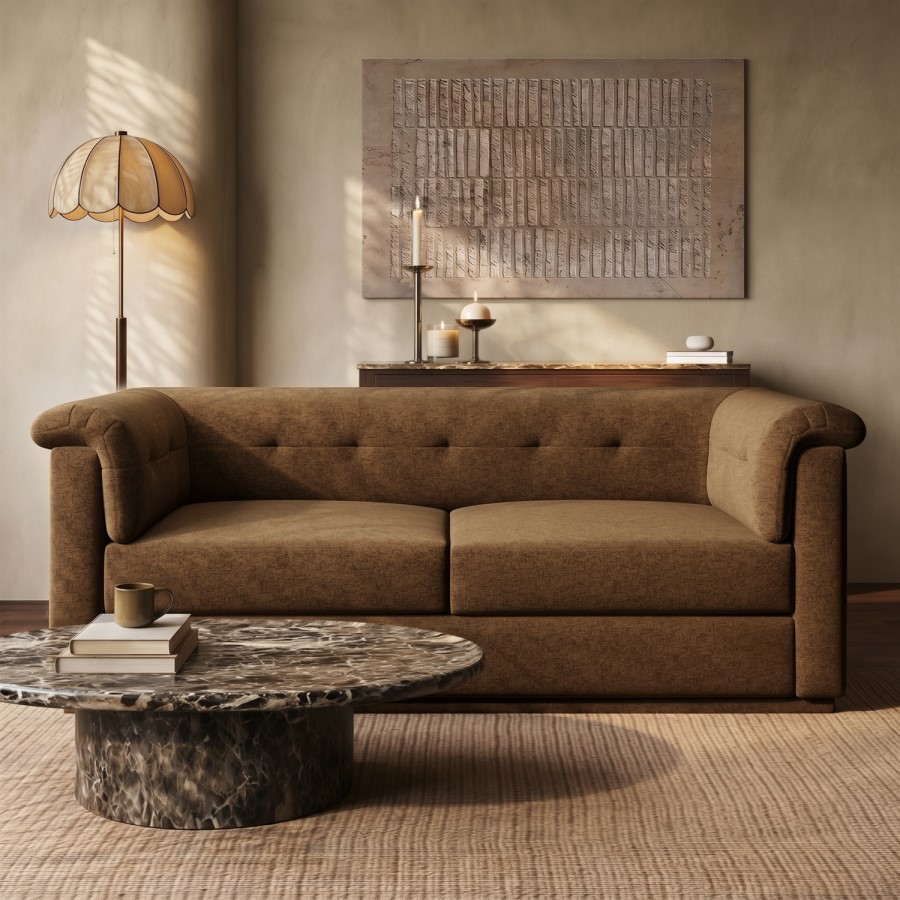 Brown Chenille 3 Seater Sofa - Caleb 