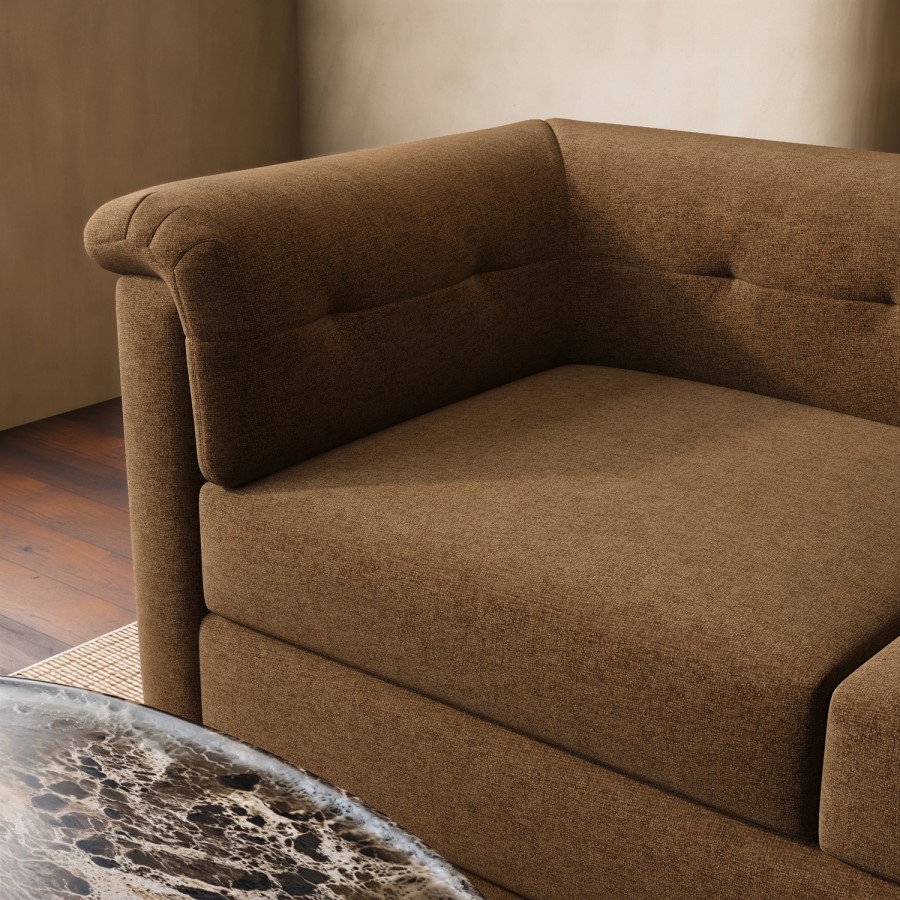 Brown Chenille 3 Seater Sofa - Caleb 