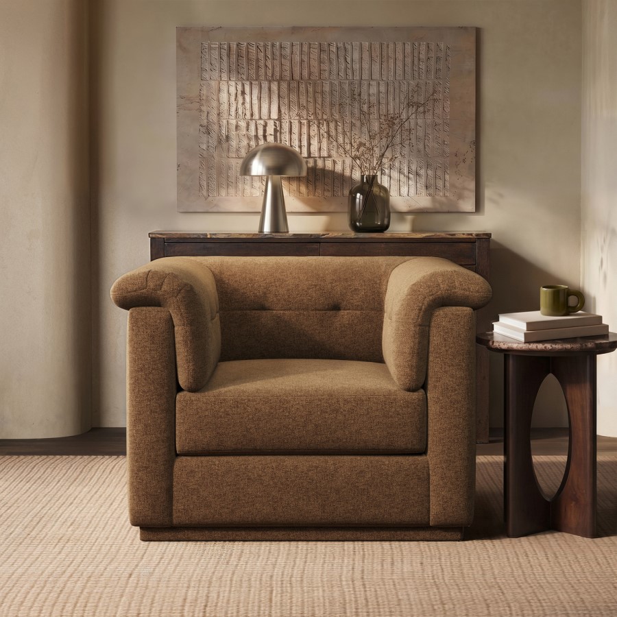 Brown Chenille Armchair - Caleb 