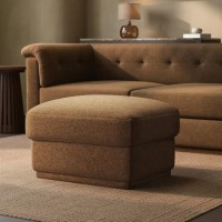 Brown Chenille Ottoman Storage Footstool - Caleb 
