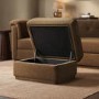 Brown Chenille Ottoman Storage Footstool - Caleb 