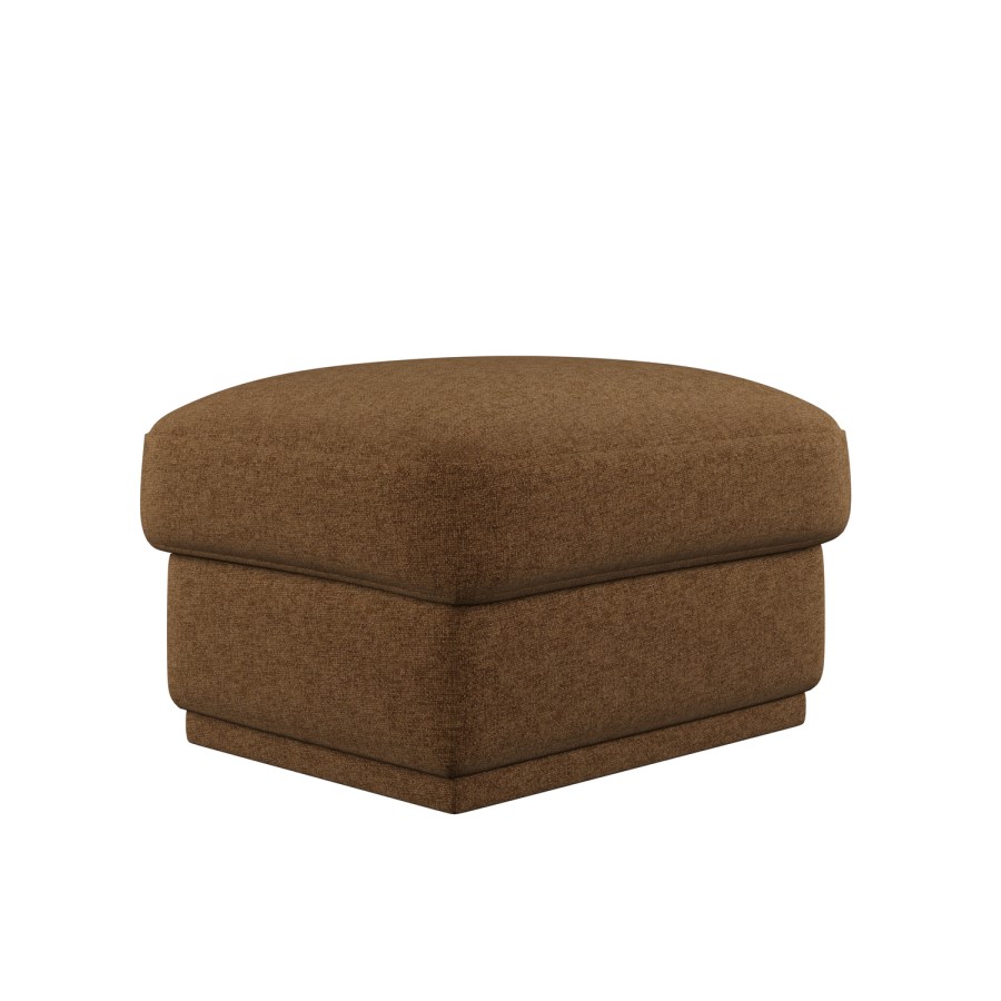 Brown Chenille Ottoman Storage Footstool - Caleb 