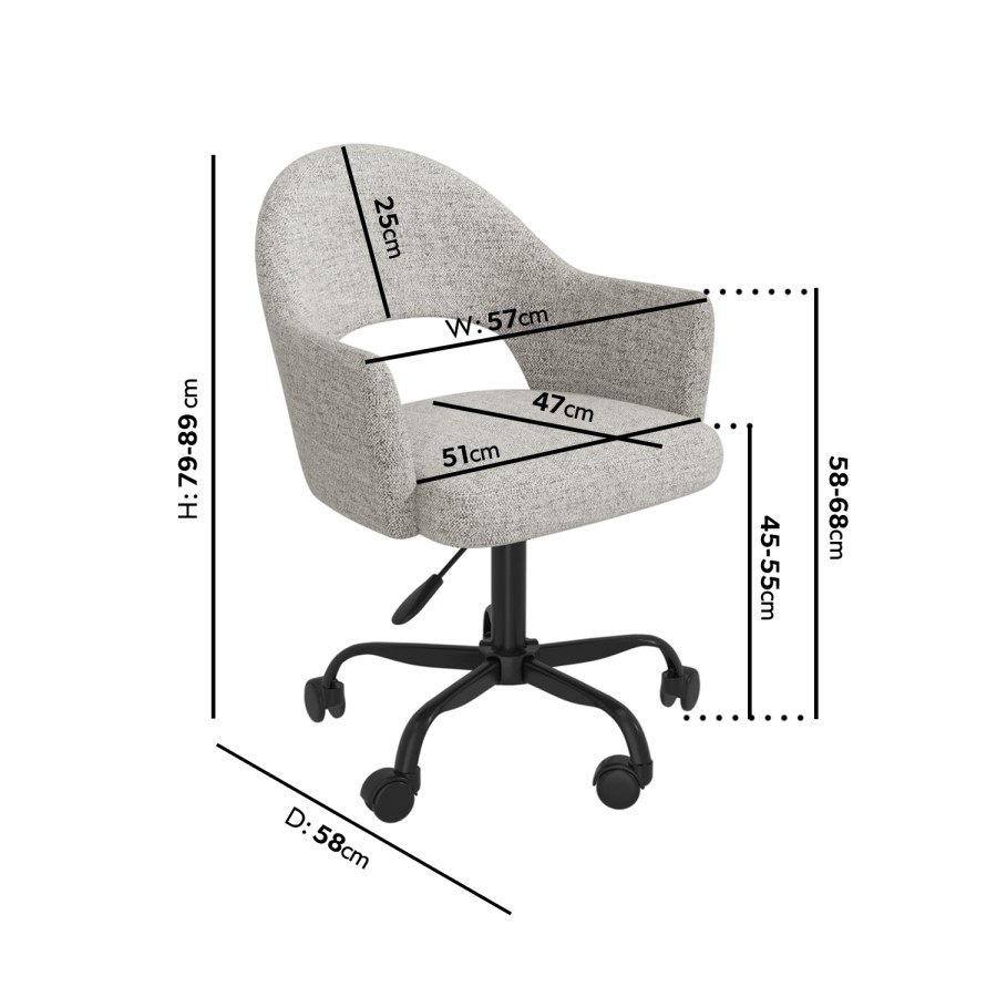 Woven Grey Fabric Tub Office Chair - Colbie