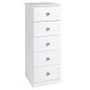 One Call Furniture Calando 5 Drawer Tall Boy in Pearl White