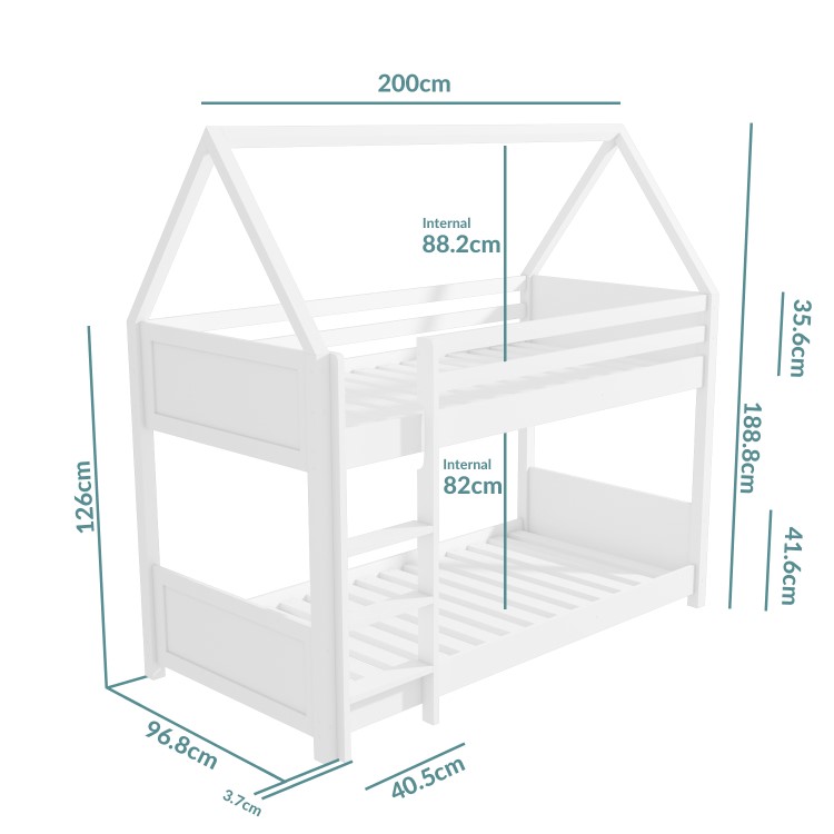 House Bunk Bed in White - Coco