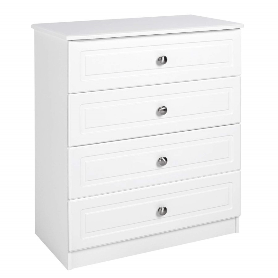 One Call Furniture Century 4 Drawer Chest Pearl White