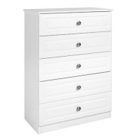 GRADE A2 - One Call Furniture Century 5 Drawer Chest Pearl White