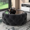 GRADE A1 - Dark Grey Velvet Buttoned Coffee Table with Ottoman Storage - Clio