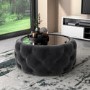 GRADE A1 - Dark Grey Velvet Buttoned Coffee Table with Ottoman Storage - Clio