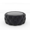Dark Grey Velvet Ottoman Coffee Table with Button Detail - Clio