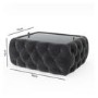 Dark Grey Velvet Storage Coffee Table with Glass Top - Buttoned - Clio