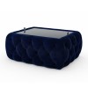 GRADE A1 - Navy Velvet Storage Coffee Table with Glass Top - Clio