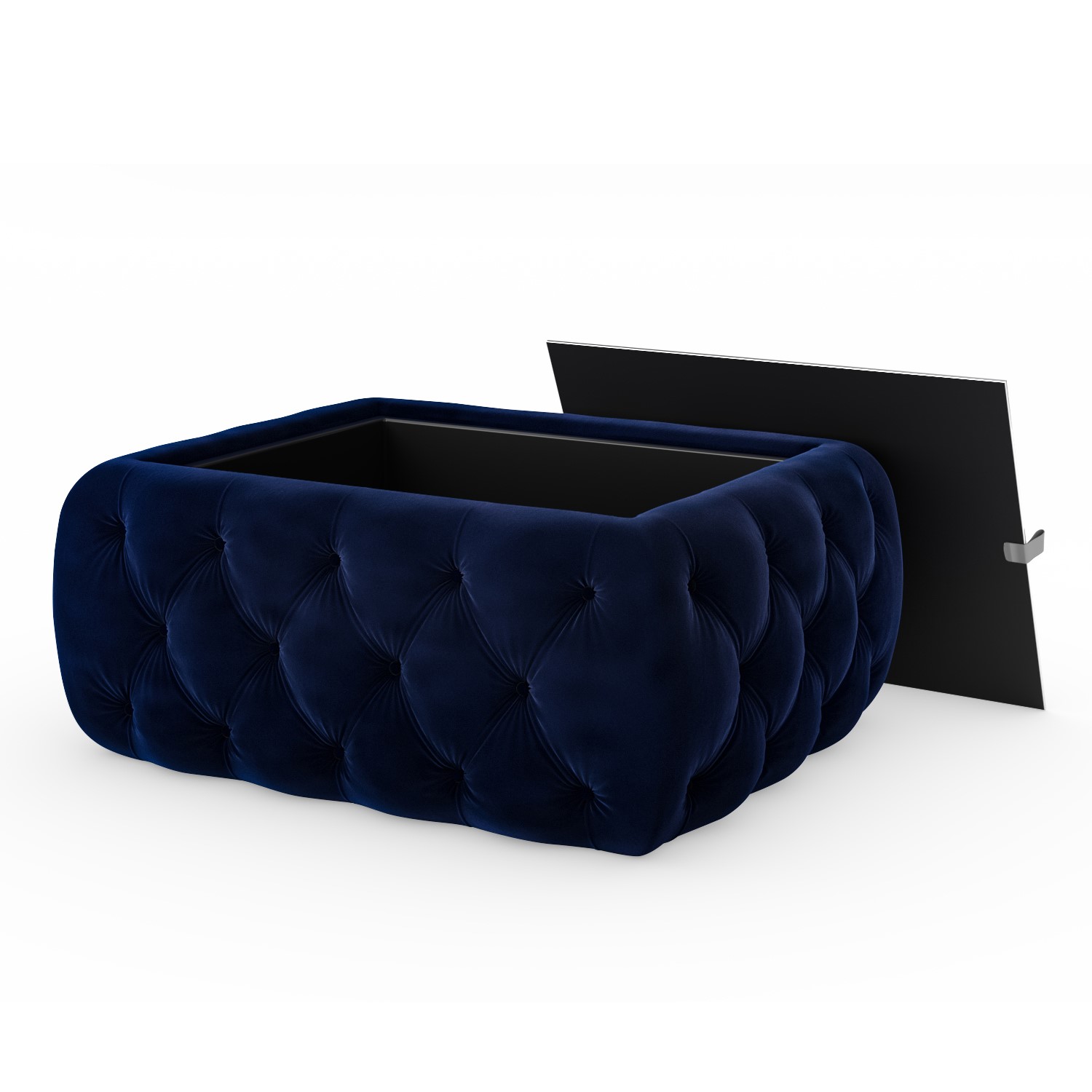 Navy Velvet Rectangle Coffee Table with Ottoman Storage Clio