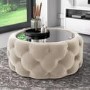 GRADE A1 - Cream Velvet Buttoned Coffee Table with Ottoman Storage - Clio