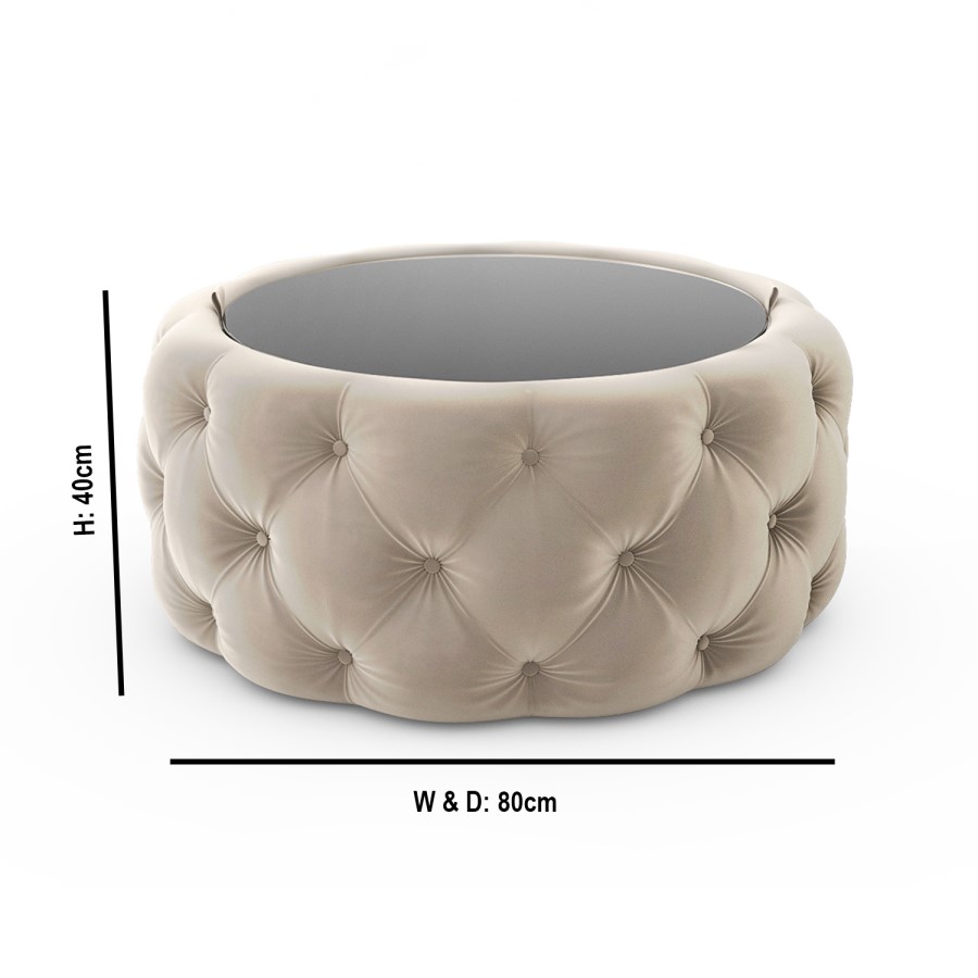 GRADE A1 - Cream Velvet Buttoned Coffee Table with Ottoman Storage - Clio