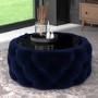 Navy Ottoman Coffee Table with Glass Top - Clio