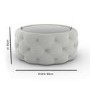 Round Grey Upholstered Ottoman Coffee Table - Clio