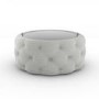 Round Grey Upholstered Ottoman Coffee Table - Clio