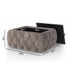 Small Taupe Velvet Ottoman Coffee Table with Glass Top - Clio