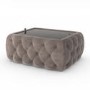 GRADE A2 - Small Taupe Velvet Ottoman Coffee Table with Glass Top - Clio