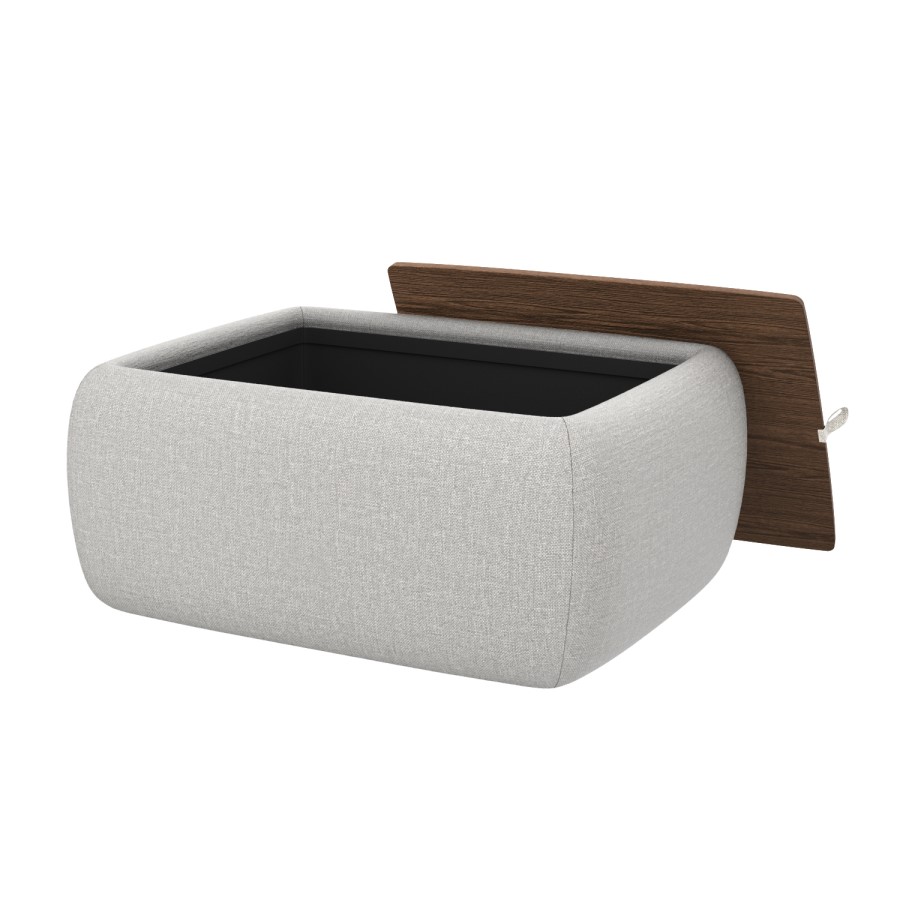 GRADE A1 - Rectangle Light Grey Upholstered Ottoman Coffee Table - Clio