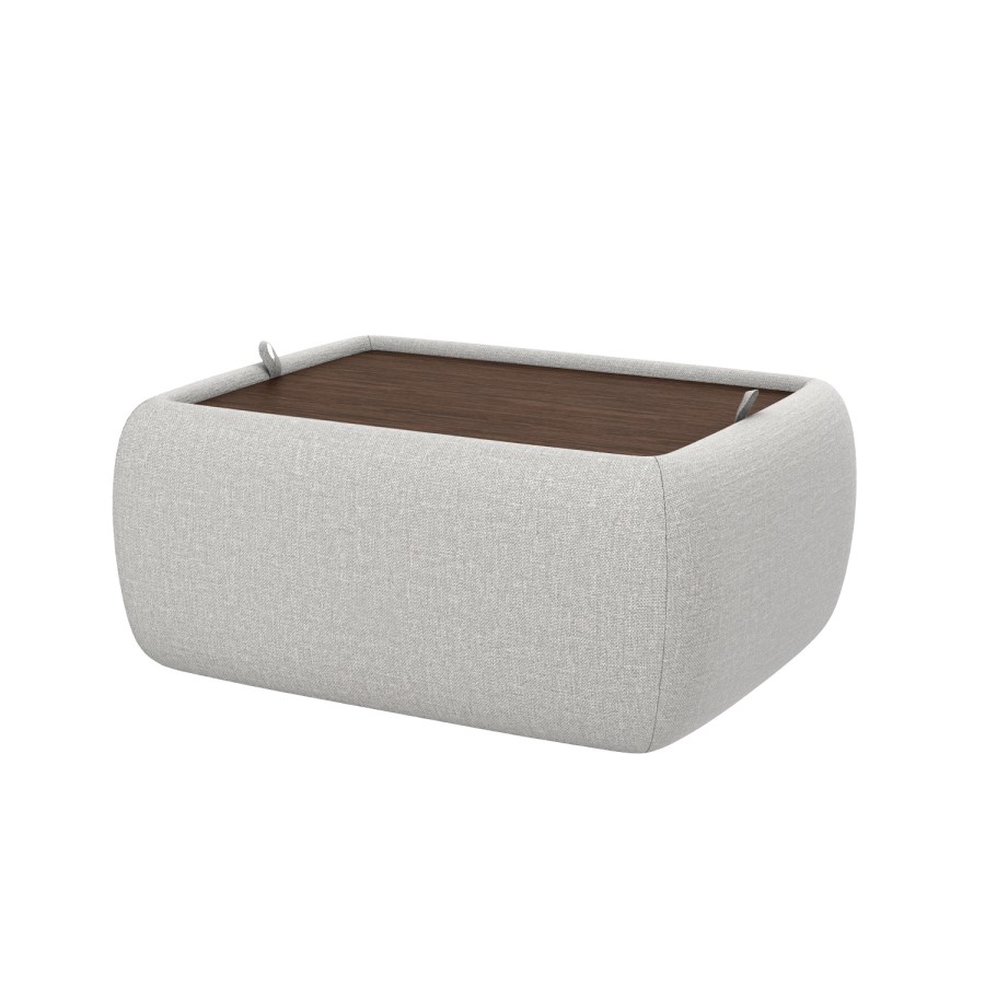 GRADE A1 - Rectangle Light Grey Upholstered Ottoman Coffee Table - Clio