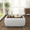 Rectangular Beige Upholstered Coffee Table with Storage - Clio