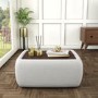 GRADE A1 - Rectangle Light Grey Upholstered Ottoman Coffee Table - Clio