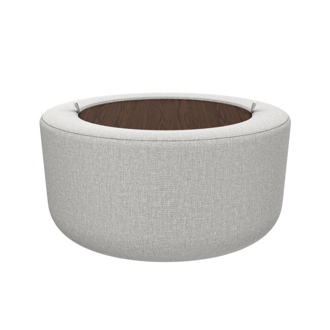 Round Beige Upholstered Coffee Table with Storage - Clio