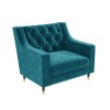 Buttoned Velvet Armchair in Petrol Blue - Cole