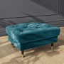 Buttoned Velvet Footstool in Petrol Blue - Cole