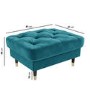 Buttoned Velvet Footstool in Petrol Blue - Cole