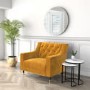 GRADE A1 - Mustard Yellow Velvet Buttoned Armchair - Cole