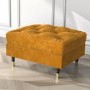 GRADE A2 - Mustard Yellow Velvet Buttoned Footstool- Cole