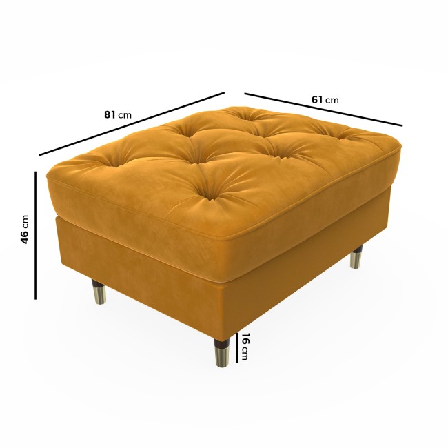 GRADE A2 - Mustard Yellow Velvet Buttoned Footstool- Cole