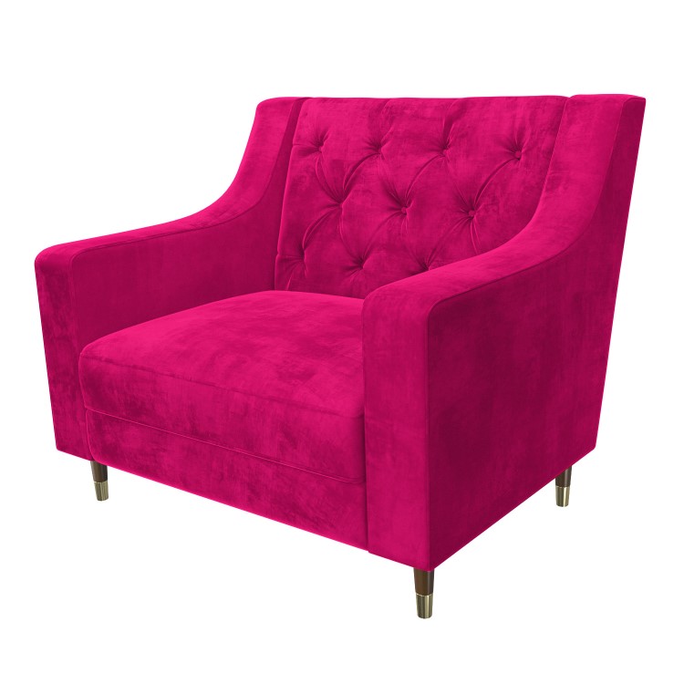 Hot Pink Velvet Armchair with Button Detail - Cole