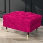 Buttoned Velvet Footstool in Hot Pink - Cole