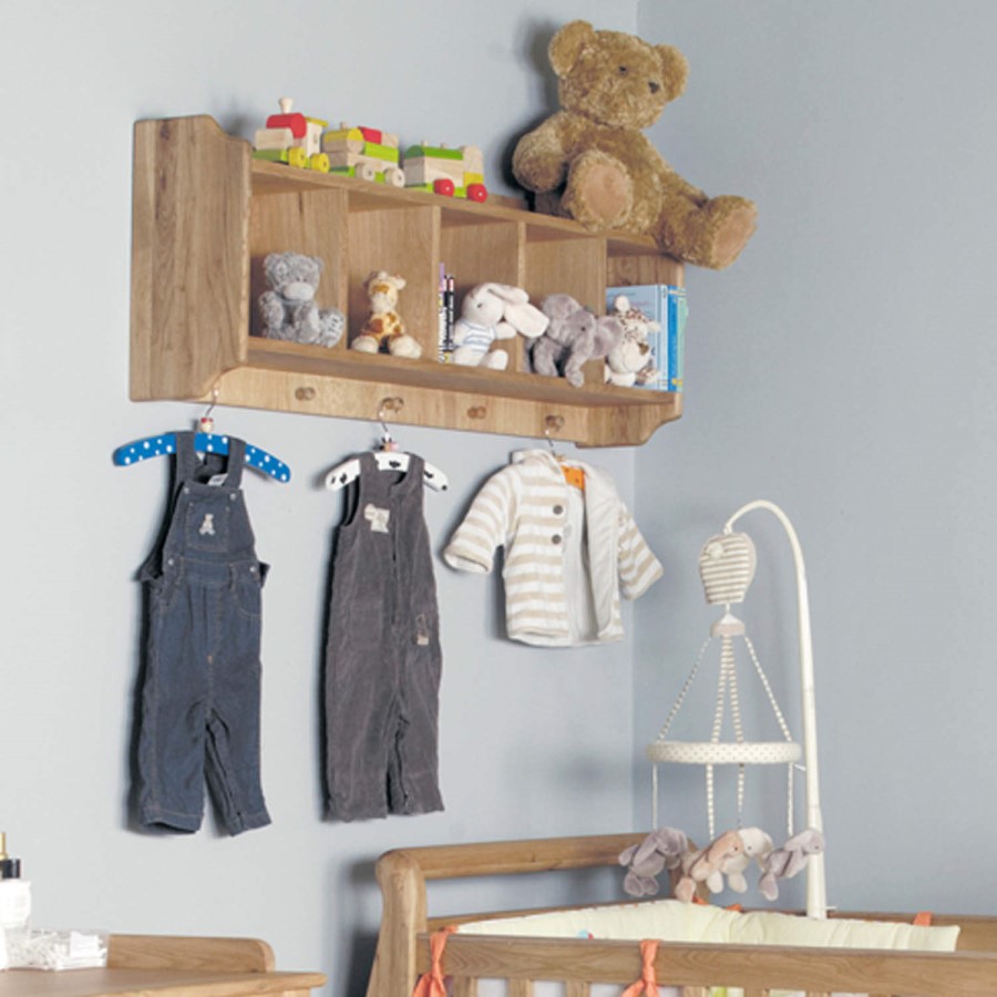 Baumhaus Amelie Oak Wall Shelf with Hanging Pegs