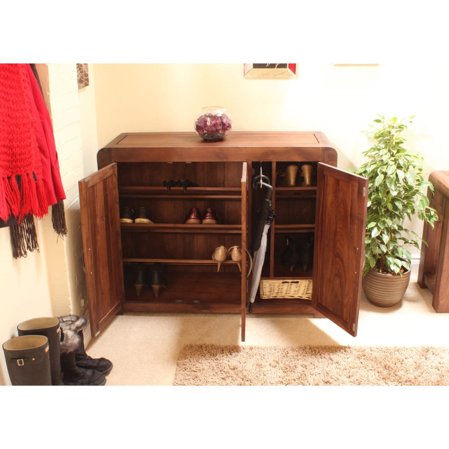 Baumhaus Shiro Walnut Extra Large Shoe Storage Cupboard - 20 Pairs
