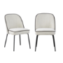 Set of 2 Cream Fabric Dining Chairs with Black Piped Detail - Celia