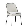 Set of 2 Cream Fabric Dining Chairs with Black Piped Detail - Celia