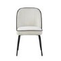 Set of 2 Cream Fabric Dining Chairs with Black Piped Detail - Celia