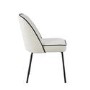 Set of 4 Cream Fabric Dining Chairs with Black Piped Detail - Celia