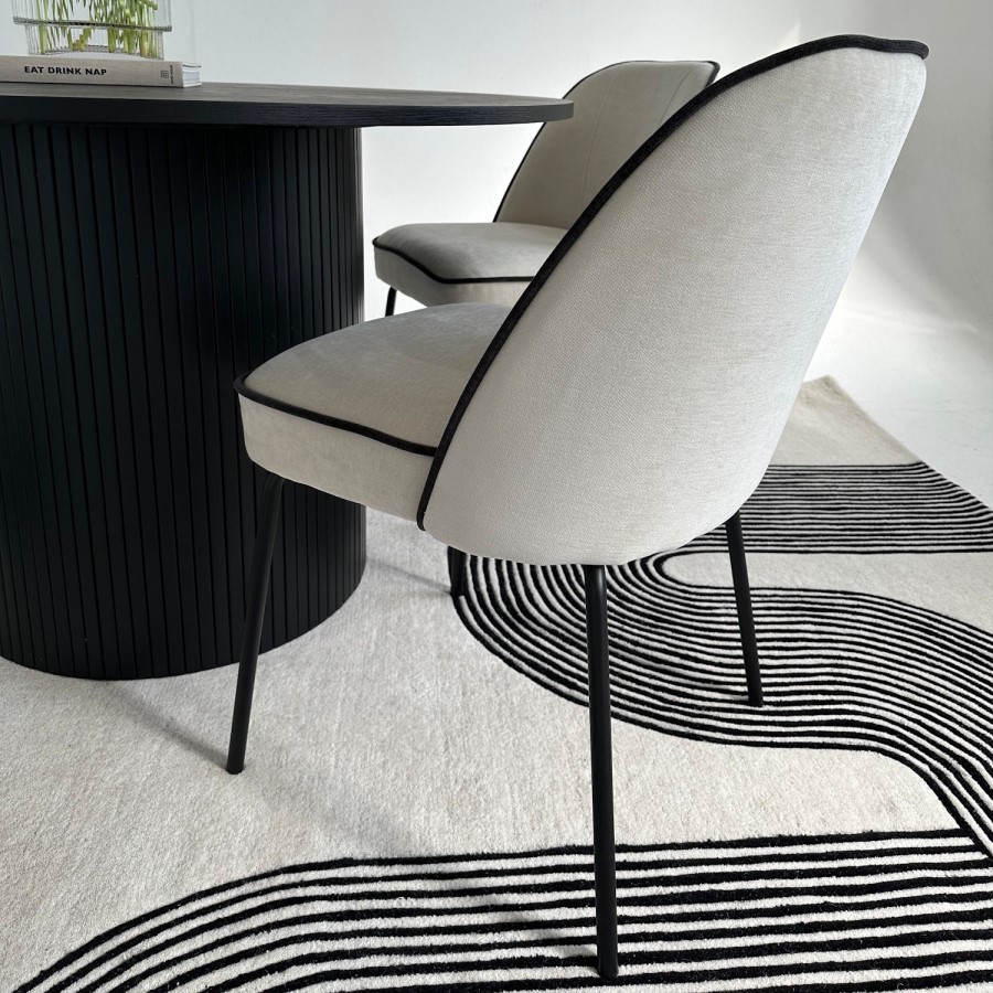 ONLY OPENED - Set of 2 Cream Upholstered Dining Chairs - Celia